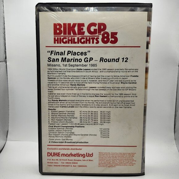 Bike GP Highlights 85 VHS San Marino Round 12  Misano 250CC 500CC - Picture 2 of 5